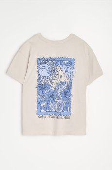 Бавовняна футболка з принтом на спині - бежевий