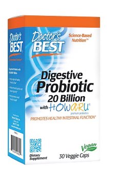 Пробиотики Doctors Best Digestive Probiotic 20 Billion With Howaru, 30 растительных капсул