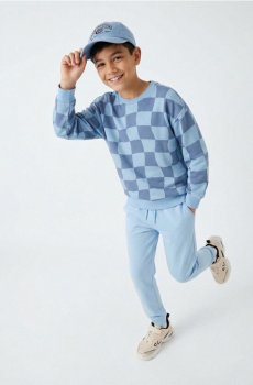 Світшот crewneck у клітинку - light blue