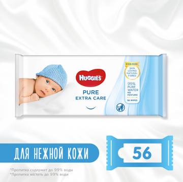 Детские влажные салфетки Huggies Pure Extra Care, 56 шт Детские влажные салфетки Huggies Pure Extra Care, 56 шт