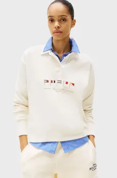 Женское белое поло SAIL FLAGS Белый M Tommy Hilfiger WW0WW44644