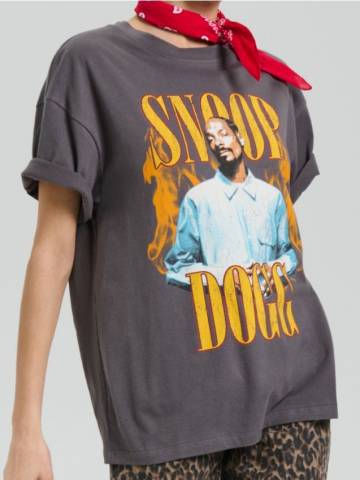 Бавовняна футболка з принтом Snoop Dogg - темно-сірий Бавовняна футболка з принтом Snoop Dogg - темно-сірий
