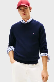 Мужской темно-синий шерстяной джемпер CREW Синий S Tommy Hilfiger MW0MW36535