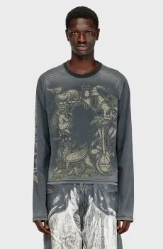 Мужской темно-серый лонгслив T-JORI-A Серый M Diesel A23002 0WECN