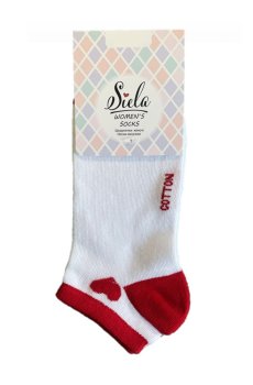 Носки женские Siela RT1312-141 короткие, бело-красные с сердцем, размер 39-42