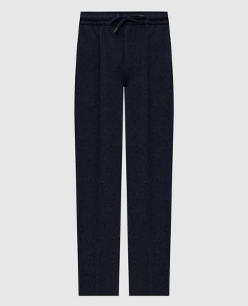Синие брюки из шерсти и кашемира с эмблемой Синие брюки из шерсти и кашемира с эмблемой
