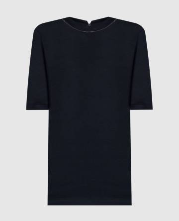 Синий топ в рубчик с цепочкой мониль