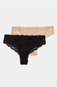 Мереживні труси-бразиліана, 2 пари - різнобарвний