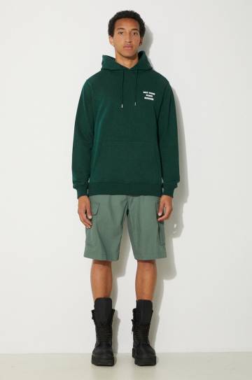 Хлопковая кофта Drôle de Monsieur Le Hoodie Slogan мужская цвет зелёный с капюшоном с принтом PERM-HO162-CO127-DGN Хлопковая кофта Drôle de Monsieur Le Hoodie Slogan мужская цвет зелёный с капюшоном с принтом PERM-HO162-CO127-DGN