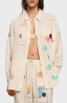 Женская бежевая рубашка с узором Бежевый M Bimba Y Lola 251BR2023.10609