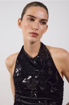 Reserved - Топ-халтер з паєтками - чорний - 502GA-99X