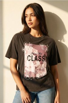 Футболка з декоративним принтом - сіро-фіолетовий