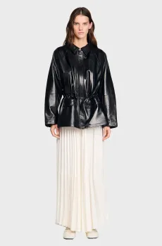 Женская черная кожаная куртка Черный 40 Sandro SFPBL01286_Black