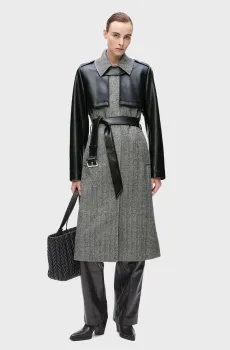 Женское серое пальто с узором tweed and faux Серый 40 Karl Lagerfeld A4W15036