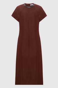 Коричневое платье с леном