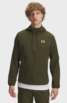 Мужская темно-зеленая ветровка UA Vibe Woven Jacket Зеленый XL Under Armour 6003001-308