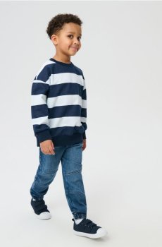 Приталені джинси-джогери декоровані швами - темно-синій