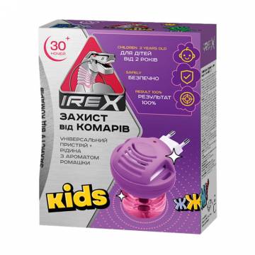 Детский комплект от комаров Irex Kids (устройство, 1 шт + жидкость, 30 ночей, 20 мл) от 2 лет Детский комплект от комаров Irex Kids (устройство, 1 шт + жидкость, 30 ночей, 20 мл) от 2 лет