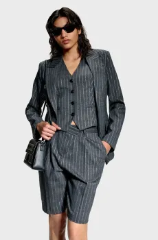 Женские темно-серые шорты в полоску PINSTRIPE TAILORED Серый 40 Karl Lagerfeld A1W10124