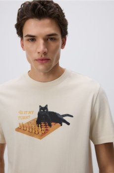 Reserved - Футболка вільного крою з принтом - бежевий - 453IW-08X