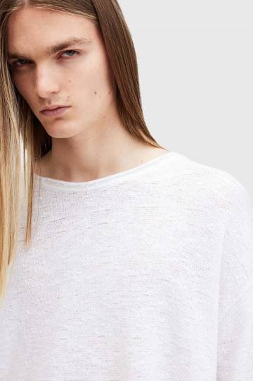 Хлопковый свитер AllSaints SEARS LS CREW цвет белый M003JB Хлопковый свитер AllSaints SEARS LS CREW цвет белый M003JB