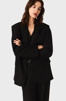 Женский черный жакет в полоску Черный 42 MAJE MFPVE00729_Black