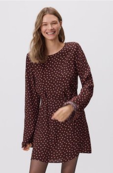 Reserved - Міні-сукня в горошок - коричневий - 293JA-88X