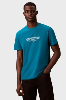 Мужская бирюзовая футболка SS 30S Бирюзовый L Calvin Klein LV04RE834G