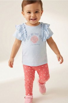 Бавовняна футболка з принтом - синій