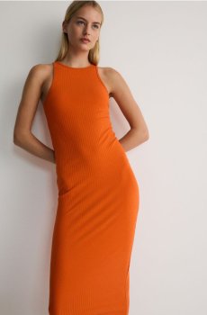 Reserved - Сукня максі з бавовняного трикотажу - помаранчевий - 6480B-22X
