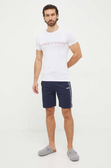Футболка лаунж Emporio Armani Underwear цвет белый с принтом Футболка лаунж Emporio Armani Underwear цвет белый с принтом