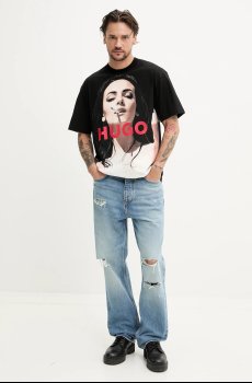 Хлопковая футболка HUGO Duwedie