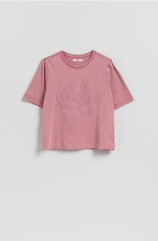 Reserved - Футболка з блискучими аплікаціями - рожевувато-ліловий - 176HT-34X