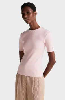 Женский розовый топ 5X2 RIB C-NK SS Розовый XS Tommy Hilfiger WW0WW43918