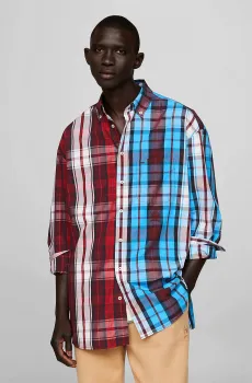 Мужская рубашка в клетку THC DG HALF HALF Разноцветный XL Tommy Hilfiger MW0MW32298