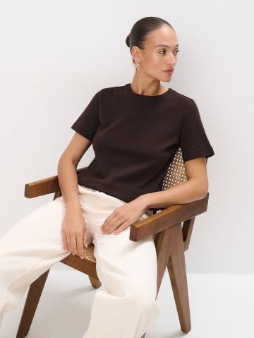 Mohito - Бавовняна футболка - темно-коричневий - XXL Mohito - Бавовняна футболка - темно-коричневий - XXL