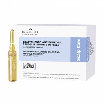 Ампулы для волос Brelil Scalp Care Treatment Anti-Dandruff And Re-Balancing Ampoules Treatment против перхоти, 10*7мл Ампулы для волос Brelil Scalp Care Treatment Anti-Dandruff And Re-Balancing Ampoules Treatment против перхоти, 10*7мл