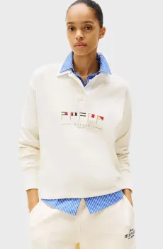 Женское белое поло SAIL FLAGS Белый S Tommy Hilfiger WW0WW44644