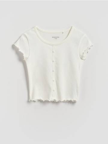 Reserved - Футболка з ґудзиками - кремовий - 907EA-01X Reserved - Футболка з ґудзиками - кремовий - 907EA-01X