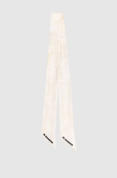 Желтая лента твили из шелка в узор с логотипом