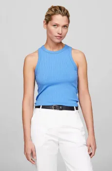 Женская голубая майка SLIM 5X2 RIB TANK TOP NS Голубой XS Tommy Hilfiger WW0WW38635