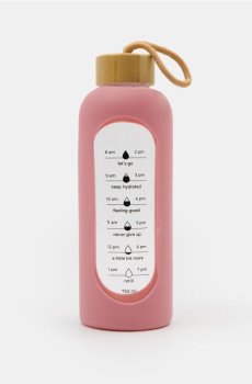 Скляна пляшка з мотиваційною шкалою - рожева зоря