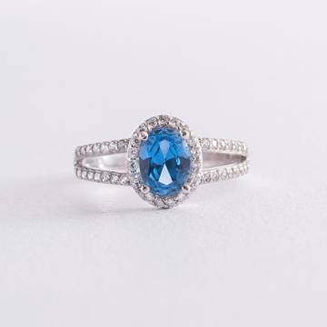 Серебряное кольцо с кварцом и фианитами 1351/1р-QLB Серебряное кольцо с кварцом и фианитами 1351/1р-QLB