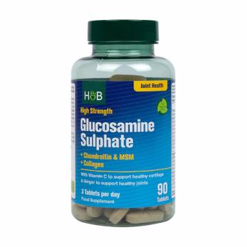 Глюкозамин сульфат + хондроитин и МСМ + коллаген Holland & Barrett Max Strength Glucosamine Sulphate, 90 таблеток Глюкозамин сульфат + хондроитин и МСМ + коллаген Holland & Barrett Max Strength Glucosamine Sulphate, 90 таблеток