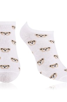 Носки женские AmiGA укороченные, Медведь бежевый на белом фоне, размер 23-25