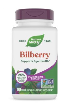 Черника для зрения Natures Way Bilberry, 90 веганских капсул
