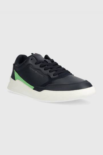 Кожаные кроссовки Tommy Hilfiger ELEVATED CUPSOLE LEATHER цвет синий FM0FM04490 Кожаные кроссовки Tommy Hilfiger ELEVATED CUPSOLE LEATHER цвет синий FM0FM04490