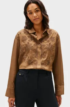 Женская коричневая блуза EMBROIDERY MODERN Коричневый XXS Tommy Hilfiger WW0WW48187