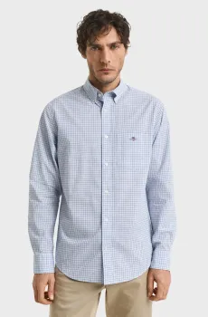 Мужская голубая рубашка в клетку REG CLASSIC POPLIN CHECK Голубой L Gant 3250149