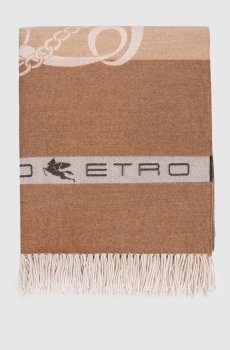 Коричневый плед из шерсти в узор